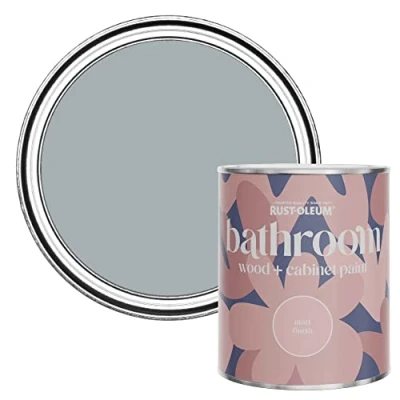 Image of Rust Oleum GREY Moisture Resistant Bathroom Wood and Cabinet Paint in Matt Finish MINERAL 750ML