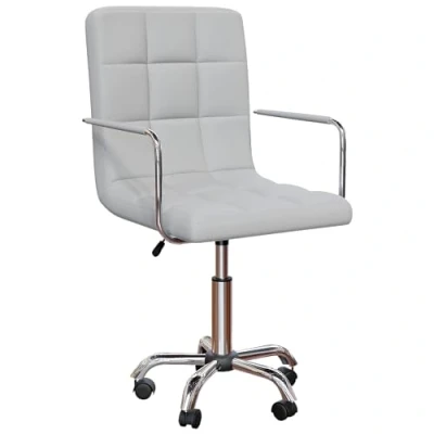 Image of Vida Designs Calbo Office Chair Adjustable Height Leather Desk with Arms and Wheels for Home Work Study (Grey)