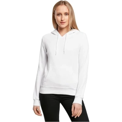 Image of Build Your Brand Women&#039;s Organic Hoodie Hooded Sweatshirt, White, L