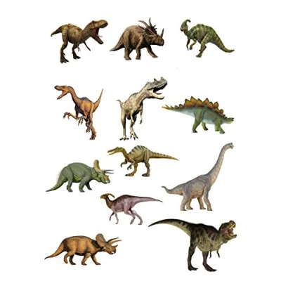 Image of 12 Stand Up Dinosaur Edible Wafer Paper Cake Toppers Decorations