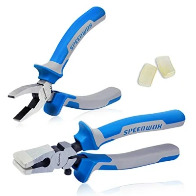 Image of SPEEDWOX 2Pcs Glass Breaking Pliers Flat Jaws and Breaker Grozer Set with 2 Pair of Rubber Tips Professional Grozing for Stained Work Heavy Duty Key Fob Durable Tool