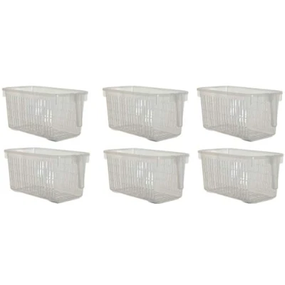 Image of Set Of 6 Clear Storage Caddy Baskets With Handle Easy Cupboard Solutions