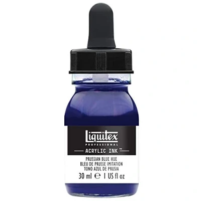 Image of Liquitex 4260320 liquid Professional Acrylic Paints, Indian Ink, highly Pigmented Airbrush Paint, Prussian Blue Hue, 30 ml (Pack of 1)