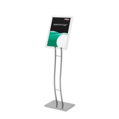 Image of Deflecto A3 Curve Floor Standing Sign Holder, Adjustable Portrait &amp; Landscape Display Stand, Notice Board Signs, Menu Holders