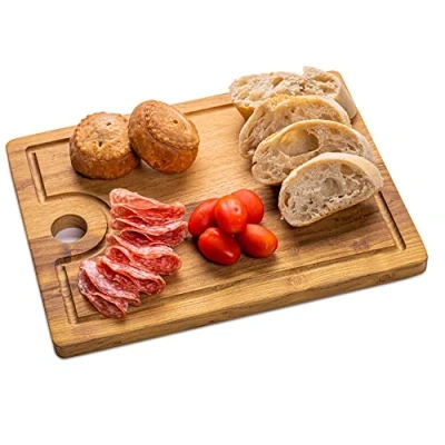 Image of bar@drinkstuff Teak Wood Serving Board 30.5 x 23cm Platter, Food Board, Burger Wooden