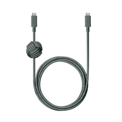 Image of Native Union Anchor Cable 240W 10ft Reinforced Braided USB C to Power Delivery 3.1 Charging with Weighted Knot For iPhone 15 Pro Max, MacBook 14&quot;/16&quot; M3, Air 15&quot; M3 (Slate Green)