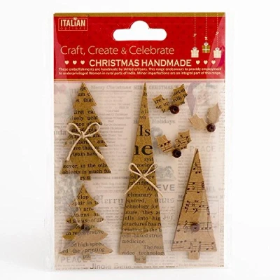 Image of Italian Options Kraft Christmas Tree&#039;s and Holly Festive Craft Card Making Decoration (Pack of 7)