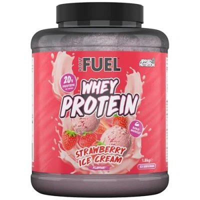 Image of Bodyfuel Whey Protein Powder 20g for Muscle Recovery &amp; Weight Management Low Calorie, Keto Friendly (1.8kg 53 Servings) (Strawberry Ice Cream)