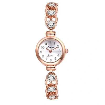 Image of JewelryWe Womens Bracelet Watch Silver/Gold Tone Stainless Steel Round Dial Rhinestone Studded Bangle