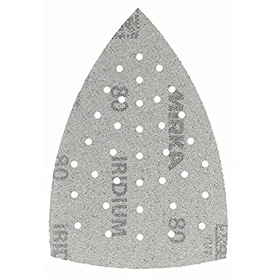 Image of Mirka Iridium sanding Triangle Premium Sandpaper 100x152x152mm 36 hole hook and loop, Grit 40, 10 pcs / For paint, putty, primer, wood, steel, mineral based materials, plastic