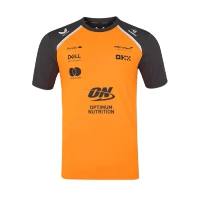 Image of McLaren F1 Team Set up T Shirt, 2025 Season, Orange and Grey, Official Racing Merchandise (UK, Alpha, M, Regular, Autumn Glory/Phantom)
