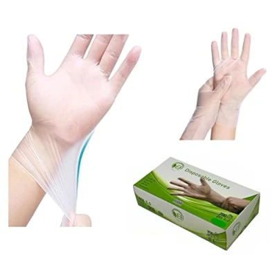Image of EF PLASTIC BOX OF 200 Multi Purpose Disposable Clear Gloves Powder, Vinyl, Latex Free Food Preparation and Catering Cleaning &amp; Household Salon, Mechanic (Extra Large)