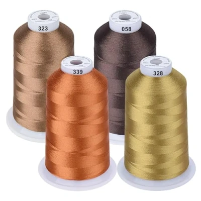 Image of Simthread Machine Embroidery Thread 5000M King Spools Brown Color for Brother/Babylock/Bernette/Janome/Singer/Kenmore Sewing and