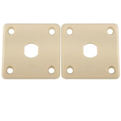 Image of Musiclily Pro Plastic Input Jack Plate Square Output Socket Jackplates for Epiphone LP Style Electric Guitar, Cream (Set of 2)