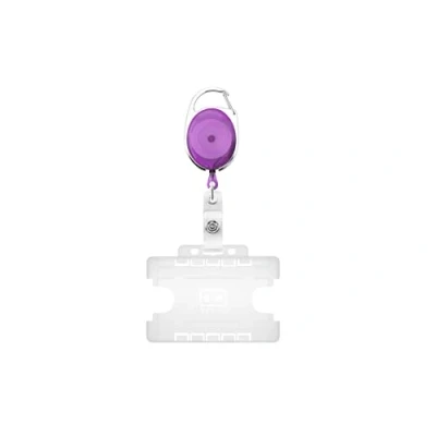 Image of ID Card It 1 Double Sided Pass Badge Holder and Premier Yo Retractable Reel (Purple)