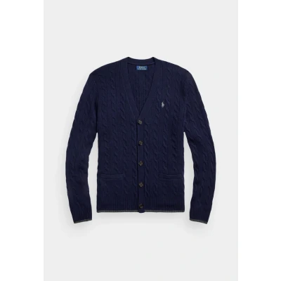 Image of Polo Ralph Lauren Cable KNIT WOOL Cashmere Cardigan Cardigan, Men&#039;s, Size: Small, Hunter navy