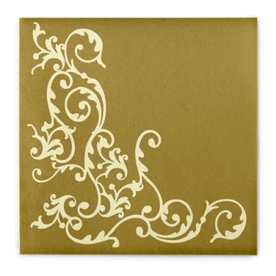 Image of Mank Pomp Airlaid Napkins, 40 x cm, Premium Disposable Fabric Like and Absorbent, Perfect for Weddings &amp; Parties, Pack of 50, Gold Cream