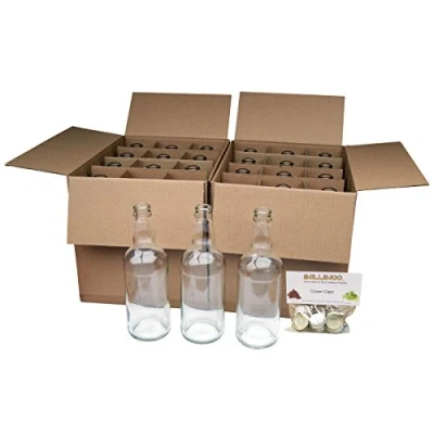 Image of BALLIIHOO Pack of 24 x 500ml Clear Glass Beer Bottles with Crown Caps