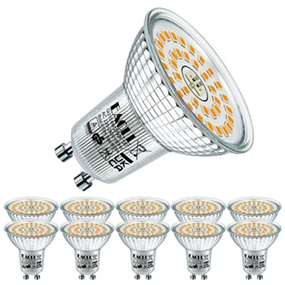 Image of EACLL GU10 LED Bulbs 6W Warm White Light Bulb 2700K Replace 90W RAR16 Halogen, 810 Lumen AC 230V Flicker Free Spotlight, 120 Wide Beam Angle, Non Dimmable Reflector Light, Pack of 10