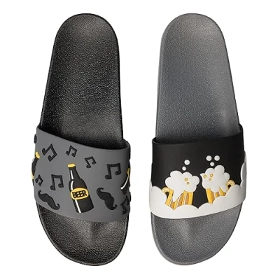 Image of Dedoles Slippers for Women, Men &amp; Kids Memory Foam Funny Designs Coffee Avocado Unicorn Music Lavender Comics Games Gift, Colour: Hop juice after work hours, Size: 11UK