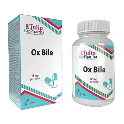 Image of Ox Bile 125mg 120 Capsules, 3rd Party Lab Tested, High Strength Supplement, Gluten and GMO Free