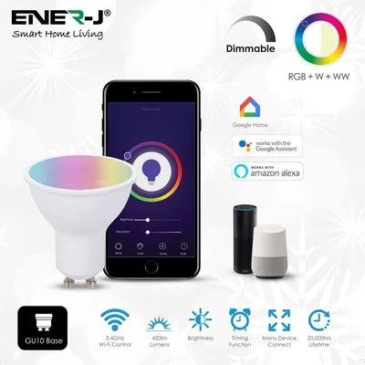 Image of 5W GU10 Wifi Smart Light LED Bulb, RGB White Warm Color Changing Mood Light, Equal to 50W Spot Bulbs Dimmable Works with Google Home and Alexa (3 Pack)