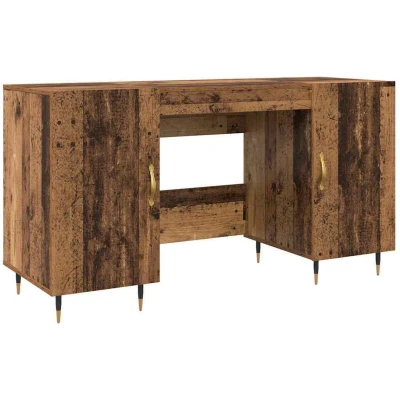 Image of vidaXL Desk with Shelf Old wood 140 x 50 75 cm Engineered