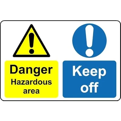 Image of Danger Hazardous Area Keep Off Safety Sign Self Adhesive Sticker (300mm x 200mm)