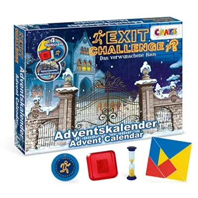 Image of CRAZE Premium 24720 Christmas Advent Calendar 2020 EXIT Challenge Escape Game for Girls and Boys with exciting Content Toys, Colorful German Language