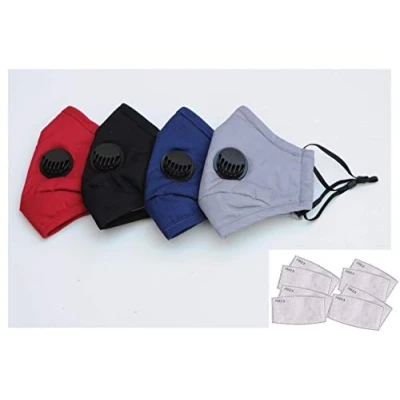 Image of GRL 2 PCS Reusable Face Masks Washable UK Dust Mask with Filter for Motorcycle Bicycle Running, Cycling, Outdoor Activities 8 Activated Carbon Filters (RED)