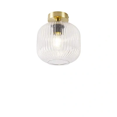 Image of Qazqa Art Deco Ceiling Lamp I Flush Light Brass Karel Suitable for LED E27 1 Glass Living Room Kitchen Bedroom