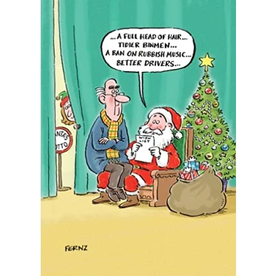 Image of Paper House Funny Christmas Greeting Card Wish List From The Aged To Perfection Range Humorous Cartoon Great British Company