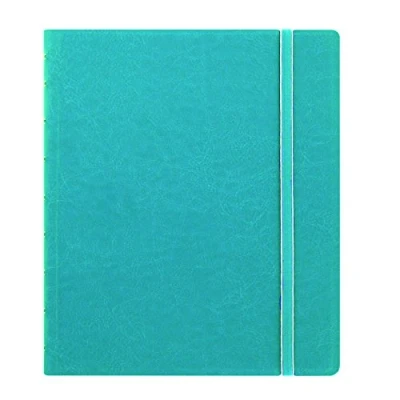 Image of Filofax REFILLABLE NOTEBOOK CLASSIC, 9.25&quot; x 7.25&quot; Aqua Elegant leather look cover with moveable pages Elastic closure, index, pocket and page marker (B115906U)
