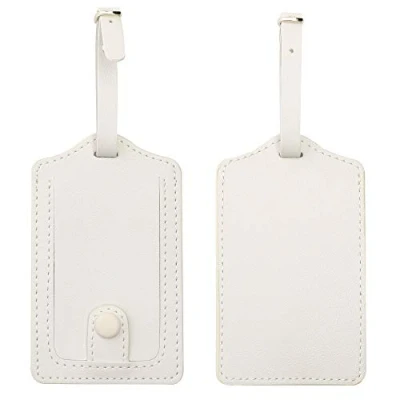 Image of Kevancho Leather Luggage Tags for Men Women, Suitcase Labels Baggage Bag Tag ID with Full Back Privacy Cover Cruise Ships, Travel Accessories Set of 2 PCS (White 03)