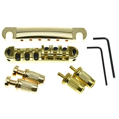Image of KAISH LP Tune o matic Roller Saddle Bridge Tailpiece Stopbar Set for Les Paul Gold