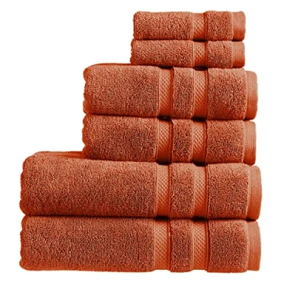 Image of Christy Chroma Bath Towels 6 Piece Set 2 Hand Face Highly Absorbent Heavyweight 675GSM Bold and Bright Soft Smooth Shower 100% Cotton Sustainably Made Burnt Sienna