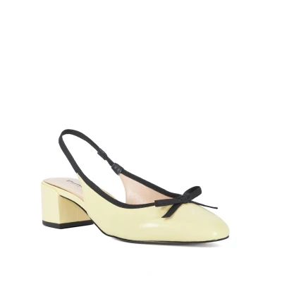 Image of Dune London Womens Ladies Classy Leather Block Heel Sling Back Courts Yellow Size UK 3