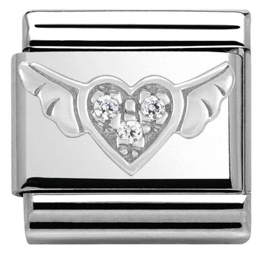 Image of Nomination Silvershine Crystal Flying Heart Charm Stainless Steel