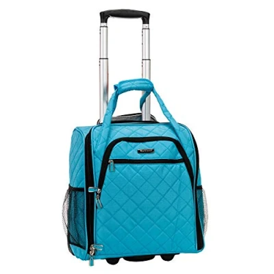 Image of Rockland Melrose Upright Wheeled Underseater Carry on Luggage, Turquoise, 16 Inch, Luggage