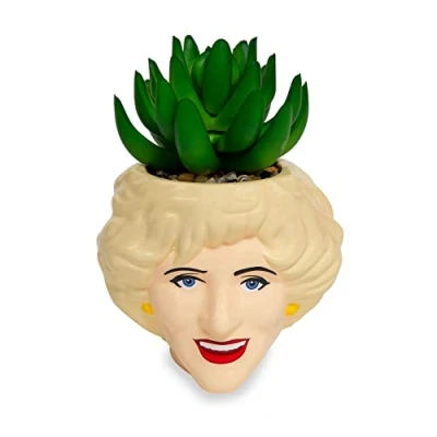 Image of The Golden Girls Rose 3 Inch Ceramic Mini Planter With Artificial Succulent
