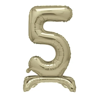 Image of Unique 13235 Giant Standing Foil Number 5 Balloon 76 cm Gold