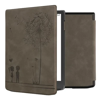 Image of kwmobile Cover Compatible with Pocketbook InkPad 4 / Color 3 2 Vivlio eReader Case Dandelion Love Grey