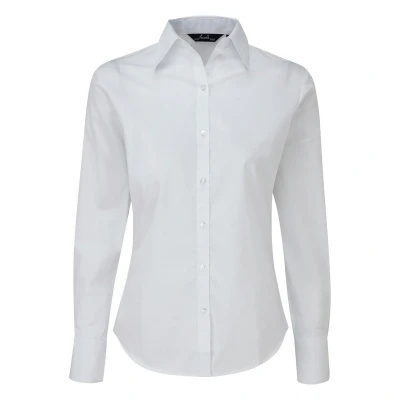 Image of Premier Womens/Ladies Poplin Long Sleeved Blouse (White) Size 18 UK