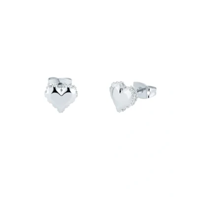 Image of Ted Baker Sersy Sparkle Heart Stud Earrings For Women (Silver Tone/Crystal)