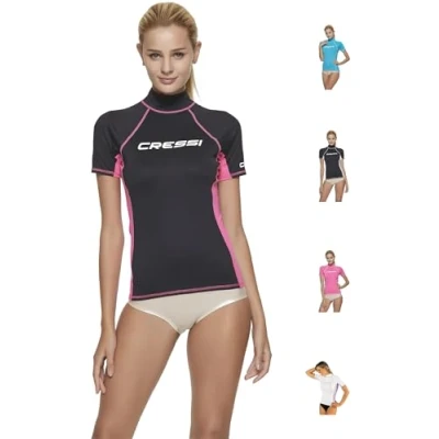 Image of Cressi Women&#039;s Rash Guard, Black Pink, XS UK