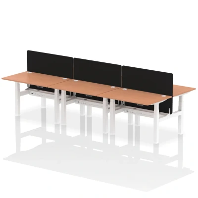 Image of Air B2B 1200x800mm Adjustable 6P Bench Desk CP Beech/White + Screen