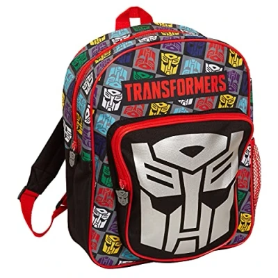 Image of Transformers Boys Backpack Official Bag for Back to School Kindergarten Kids Large Capacity Autobots Bumblebee, Optimus Prime and Megatron Sports Rucksack Lunch Travel