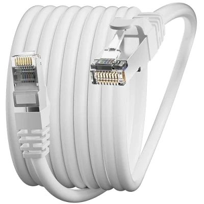 Image of Ethernet Cable 15m Cat 6, Network 15 Meter Shielded 23AWG High Speed Gigabit Internet CCA, FTP Anti jamming, LAN 6 for Router Modem PC White