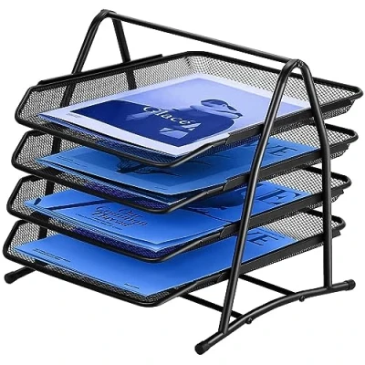 Image of Sliding Letter Tray, Filing Tray for Office Desk, Paper Desk Organiser Folder, Tidy Organizer A4, File Document Holder Home School(4 Tiers)