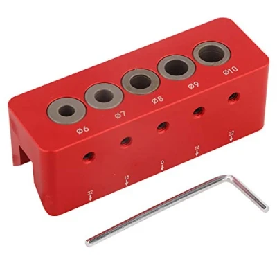 Image of Self Centering Doweling Jig Kit V Drill Guide Metric Standard Size Portable Drilling